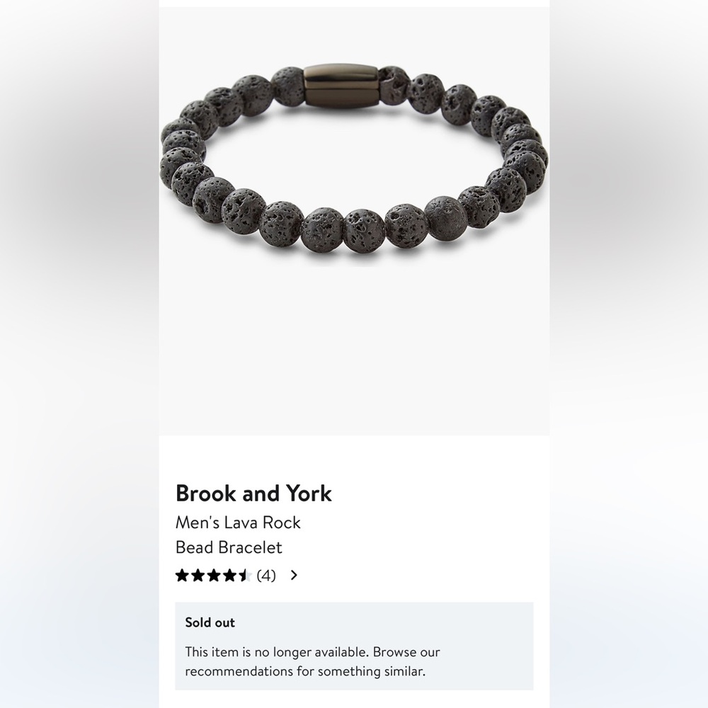 NWOT Brook & York Men’s Lava Rock Bead Bracelet